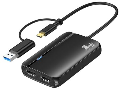 USB 3.0 oder USB C auf Dual HDMI Adapter für MacBook Pro/Air USB C zu HDMI Adapter 2 Monitore mit 4K@30Hz & 1080P@60Hz für Mac und Windows