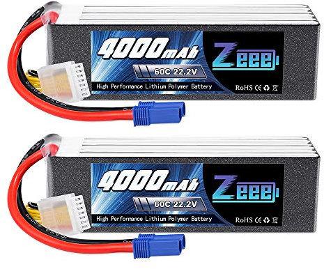 Zeee 6S Lipo Battery 22.2V 60C 4000mAh RC Battery Soft case with EC5 Plug for RC Airplane Helicopter RC Car Truck Tank Drone Racing Hobby (2 Pack)
