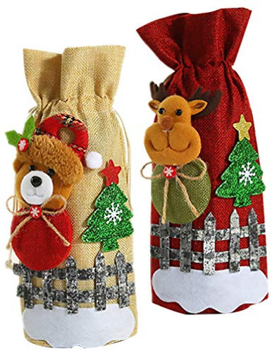 VOSAREA 2pièces De Vin De Noël Décoratif Avec Éléments Adorables Pour Fête De Noël Pour Décoration De Table Et