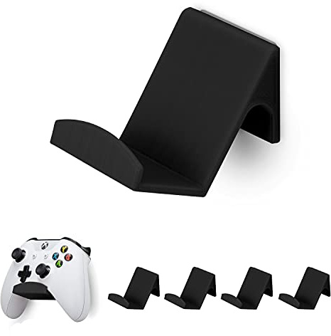 Brainwavz - Soporte de pared para mando de juego (4 unidades) para Xbox One SWITCH PS4 STEAM PC NINTENDO, accesorios universales para gamepad – sin tornillos, adherencia, negro