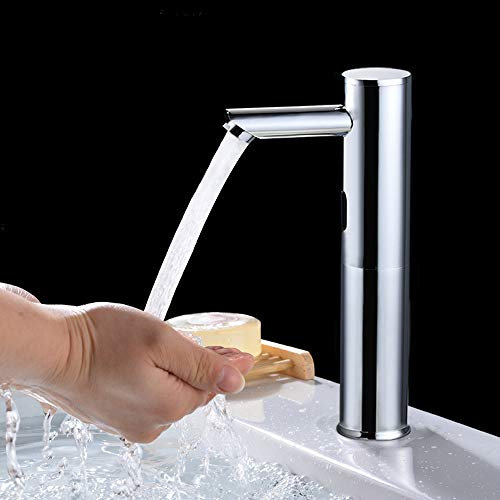 Acesunny Sensor Waschbecken Armatur Bad Infrarot Mischbatterie Automatik Wasserhahn Sensorhahn Infrarot Sensor Wasserhahn Touchless Küchenarmatur Körper Chrom (32CM)