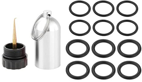 Colcolo Mini de Buceo, Botella de Almacenamiento de Cilindro con 12 Juntas tóricas, Llavero, Kit de reparación de aleación de Aluminio para Buceo, Plata