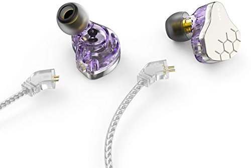 keephifi KBEAR Lark - Auricolari in-ear 1BA 1DD, per un suono chiaro, con cavo staccabile a 2 pin, auricolari HiFi con isolamento acustico, per musicisti, cantanti(viola senza microfono)