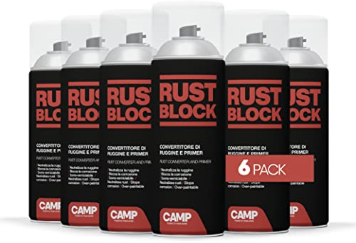 CAMP Rust Block Convertiruggine e Primer - Convertitore Ruggine Spray Pronto all'Uso, Antiruggine Impermeabile Ideale per Ripristinare Superfici in Ferro e Acciaio - Azione Rapida e Protettiva, 400 ml