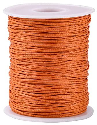 UR URLIFEHALL 100 Yards Dark Orange 1mm Waxed Cotton Cord Macrame Waxed Beading Thread String for Bracelet Necklace Jewellery Beading Crafting