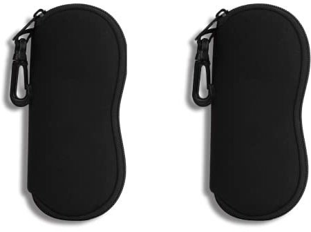 Hion 2er-Pack Brillenetui Sonnenbrillen weicher Beutel mit Gürtelclip Ultraleichtes Neopren-Reißverschluss-Brillenetuis Bedruckte Sonnenbrillentasche für stilvolles tragbares Reise-Brillenetui