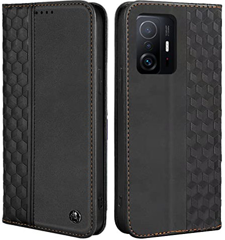 CXTcase Handyhülle für Xiaomi 11T / Xiaomi 11T Pro 5G Hülle, Lederhülle Flip Case für Xiaomi 11T, PU Leder Stoßfeste Magnetische Schutzhülle Tasche für Xiaomi 11T Pro 5G, Schwarz