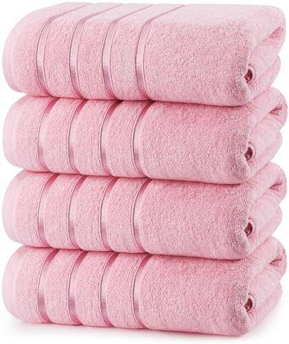 Utopia Towels,4er-Pack Luxus-Viskose-Badetücher, 100% ringgesponnene Baumwolle (68.9x137.2 cm), sehr saugfähig, Premium-Handtücher für Hotel, Spa und Badezimmer (rosa)