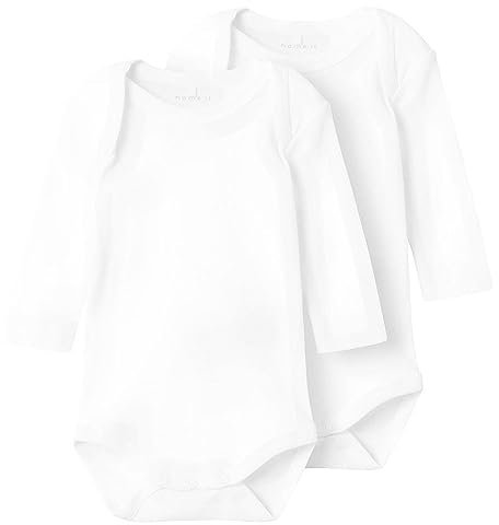 NAME IT Unisex NBNBODY 2P LS SOLID NOOS Body, Bright White, 56