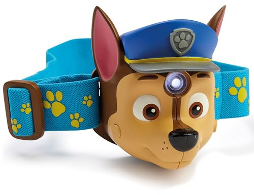 PAW Patrol Kids Head Torch Chase with Siren Sound – LED Headlamp for Children, Adjustable Strap, Light & Sound Toy, Hands-Free Torch for Camping, Night Reading & Outdoor Play