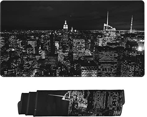 ASEELO 75x40cm Extra Large Gaming Mouse Mat New York Night Sky Rubber Keyboard Mouse Pad for Game Players Office Home Study