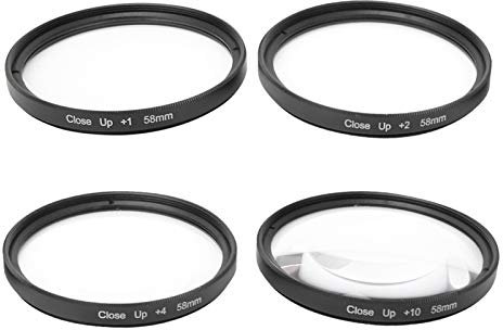 Complete Lens Filter Accessories Kit, Optical Glass Macro Close Up 1 2 4 10 Lens Filter Kit 58 mm for Canon/Nikon/Sony Cameras