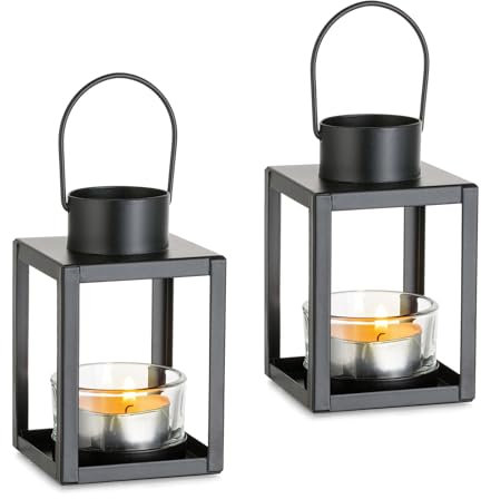 Sziqiqi Laternen für Draußen, Windlicht Kerzenständer Kerzenhalter Dekorative für Hängende Tischdekoration, Teelichthalter Klein Metall Laterne für Esszimmer Kaffee Tisch Kamin Mantel, 2 Stück