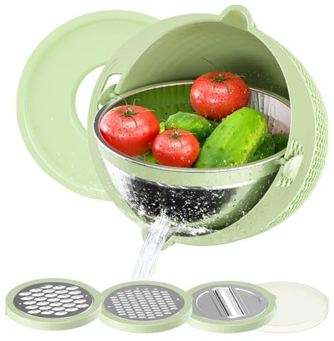 IYARKAI 4-1 Colander with Mixing Bowl Set, Food Strainers Colanders, Food Colander for Kitchen, With three Shredder for Washing Fruits and Vegetables