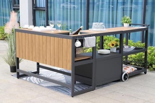 GORILLER® Aluminium Bar Table, Side Table with Serving Trolley, Ice Bucket etc