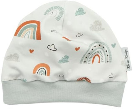Kleine Könige Mütze Baby Jungen Beanie · Modell Regenbogen Small Rainbows, hellgrau · Ökotex 100 Zertifiziert · Größe 86/92