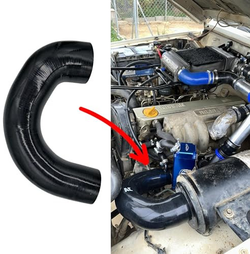 Manguito admision compatible con Nissan Patrol 260 RD28T silicona reforzada de 5mm y 4 capas, hechos a medida para RD28T (Negro)