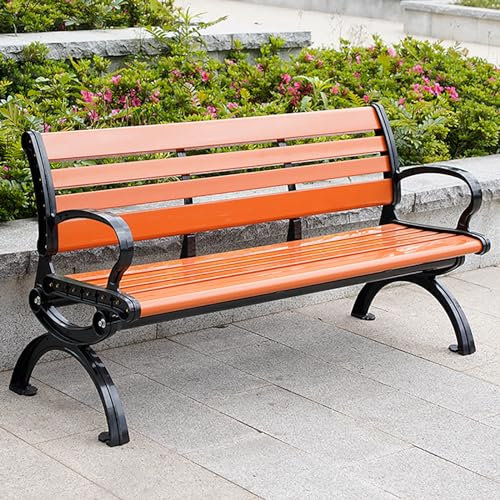 XGQXZWC Außenbänke Gestell Aus Aluminiumguss, Terrassen-Gartenbank, Parkbank mit Rückenlehne und Armlehnen, Allwetter-Parkbank-Lattenrost-Design, für Veranda, Terrasse, Garten, Rasen, Balkon (Size :
