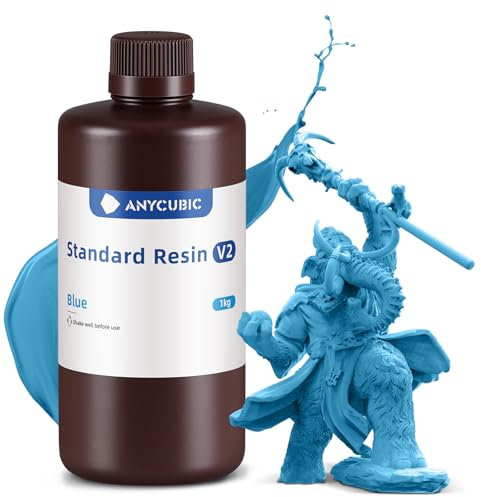 ANYCUBIC Standard Resin V2 1000g, 3D Drucker Resin, 405nm LCD SLA Rapid UV Aushärtung Resin, Hochpräzises und schnelles Photopolymer Harz für LCD/DLP/SLA 3D Druck, Blau