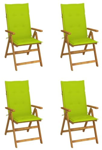 HEFZGDB Hochlehner Verstellbar 4 STK. mit Auflagen Massivholz Akazie Sonnenliege Gartenstühle Balkonstuhl Geeignet für Garten, Terrasse, Pool.