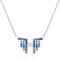 Nobel Art Deco Kette Silber 925 Halskette Anhänger Zirkonia Baguetteschliff Blau SCHMUCK