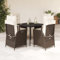 Keyroto Polyrattan Sitzgruppe mit 4 Gartenstuhl Hochlehner Verstellbar Garten Essgruppe 4 Personen Rattan Gartenmöbel Set Garten Essgruppe Gartengarnitur Sitzgarnitur Braun Type-10