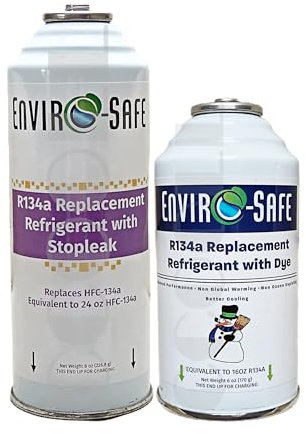 R134a Kältemittel Ersatz für R134a mit klimadichtmittel Leck Stopp Set - Made in USA (134a w/StopLeak + 134a w/Dye)