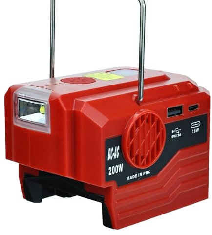 KUMIAN Onduleur de Puissance, Onduleur Portable d'extérieur 200 W, Batterie 18 V, convertisseur de Batterie Externe USB AC avec convertisseur de lumière,Polyvalent