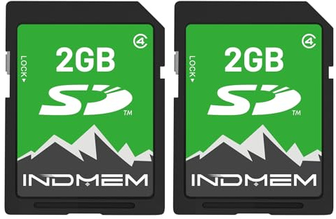 INDMEM Scheda SD da 2 GB, 2 pezzi, classe 4, scheda di memoria flash 2G SLC standard Secure Digital Card per vecchie fotocamere digitali e fotocamere