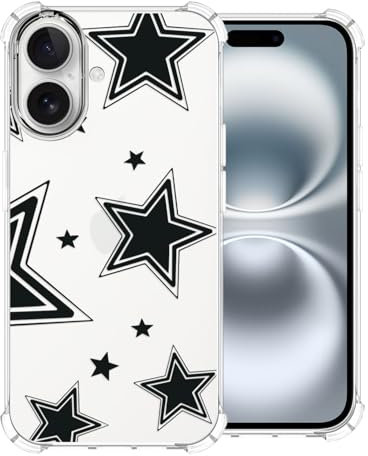CAROKI Clear Phone Case for iPhone 16,Cute Star Pattern Case Cover Soft Protective Bumper Cover Boys Girls Phone Case for iPhone 16-Star