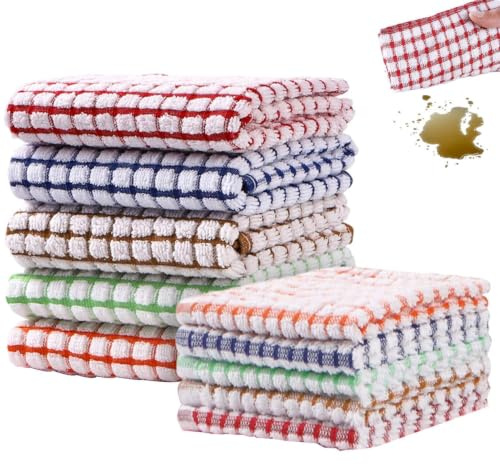 10pcs FrotteeGeschirrtücher, Küchenhandtücher Aus Baumwolle Geschirrtücher | Saugfähig Und Fusselfrei, Schnell Trocknende Handtuch Geschirrtücher Für Bar, Catering Und Restaurant, 40x28cm