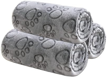 Hundedecke Set von 3, Flauschige Hundedecke für Hunde und Katzen, Waschbar, Ideal für Sofas und Betten, 52 x 76 cm, Grau