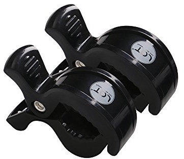 LAT Universal Kinderwagen Klammern, Universal Pram Clip zum Befestigung von Spielzeug und Wechselkleidung an Buggy Kinderwagen Babyschale (Schwarz*2)