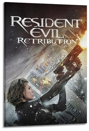 UHHYFVN Filmposter Resident Evil, Wandkunst, dekoratives Gemälde, Schlafzimmer, 50 x 75 cm, Rahmenstil
