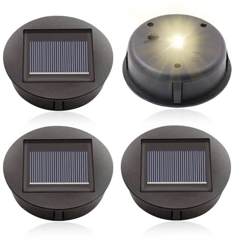mizikuu 4 Stück Solarleuchten Ersatzteile, 8cm Leuchtmitteln Solarpanel Laterne Deckel LED Wasserdicht Solarleuchten Ersatz Top für Solar Gartenleuchten, Solarlaterne und DIY