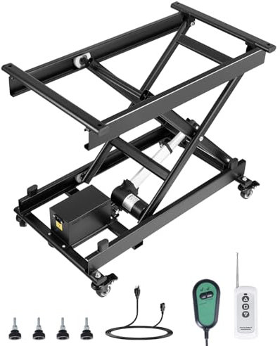 VEVOR Elektrischer Hubtisch 76x44 cm, 150 kg Tragkraft, Scherenhubtisch, 200 bis 710 mm höhenverstellbare Hebebühne, Couchtischlift mit 4 Rädern, für Materialhandhabung und Transport, Schwarz