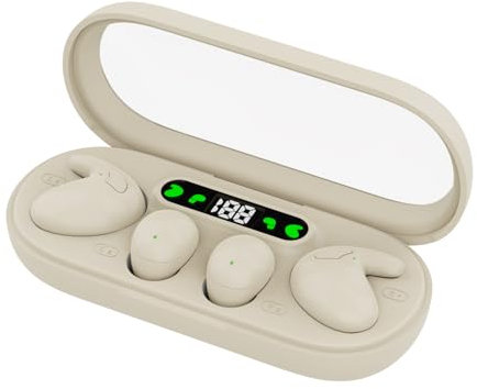 Xmenha Deux Paires de Mini Beige Petits Bluetooth 5.4 écouteurs sans Fil Oreillette Invisible Sommeil Waterproof étanche Sport Double ecouteur Petite Oreille pour Couples à Deux