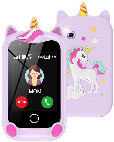 Kids Phone for Girls Boys, 2.8 Inch Touchscreen Learning Toy for Kids Age 4-12 with Phone call, Camera, Game, Music, Alarm, kids mobile phones Christmas Birthday Gifts (Matte purple)