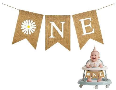 One Hochstuhl Banner,Girlande 1 Geburtstag,mit Gänseblümchenerster Geburtstag,Erster,Geburtstags,Kinderparty-Banner,Hochstuhl für Baby 1.Party, für Jungen Oder Perfekte Baby Party