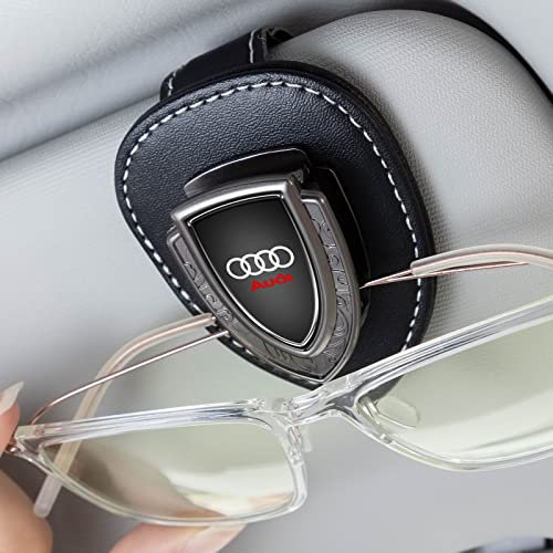 meisuH Car Sunglasses Holder for Audi A1 A3 RS3 A4 A5 A6 A7 RS7 A8 Q3 Q5 Q7 R8 S Series,Glasses Holder for Vehicle,Visor Sunglasses Clip for Men Women,Clip-on Car Glasses Holder Black