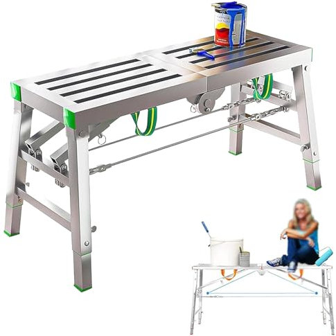 Piattaforma portatile pieghevole per ponteggi, capacità di carico 400 kg, altezza regolabile per la pulizia del soffitto, pittura, lavaggio auto