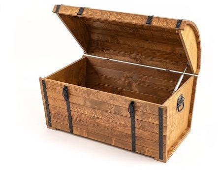 CREATIVE COOPER Holztruhe 180L – Klassischer Aufbewahrungskoffer aus geöltem Erlenholz – Vintage Design – Für Wohnzimmer, Terrasse & Garten – 80x50x50 cm