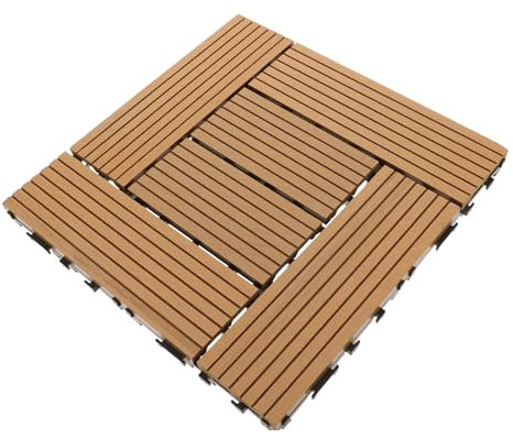 BESTYASH Ineinander Greifende Terrassenfliesen Aus Kunststoff Terrassenfliesen Für Den Garten 305 X 305 X 2 cm – Bodenbelag In Holzoptik Für Balkon Terrasse Und Veranda Im Freien