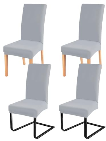 ZCLIKEU Stuhlhussen 4er Set Schwingstühle Universal Husse, Moderne Stretch Stuhlhussen Abnehmbarer Waschbarer Stühle für Haus, Küche, Hotel, Restaurant, Hochzeit Partys – Hellgrau