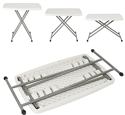 homewell Campingtisch Klappbar, Reisetisch, Faltbarer Klapptisch Camping Beistelltisch Anthrazit, Klapptisch Camping Beine Höhenverstellbar für Kanten Garten Balkon Picknick