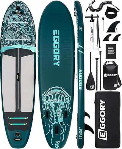 EGGORY Aufblasbares Paddle Board, SUP Board | Stabile Konstruktion mit rutschfestem Komfort-Deck, tragbares SUP-Board für Reisen