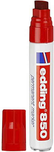 edding 850 Permanentmarker - rot - 1 Stift - Keil-Spitze 5-15 mm - für breite Markierungen - wasserfest, schnell-trocknend, wischfest - für Karton, Kunststoff, Holz, Metall, Glas