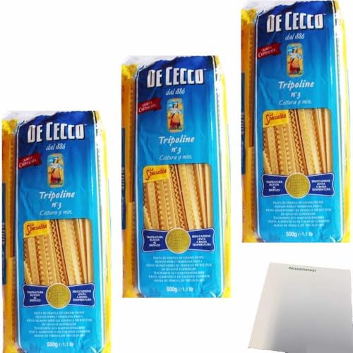 De Cecco Nudeln Tripoline N.3 (3x500g Packung) + usy Block