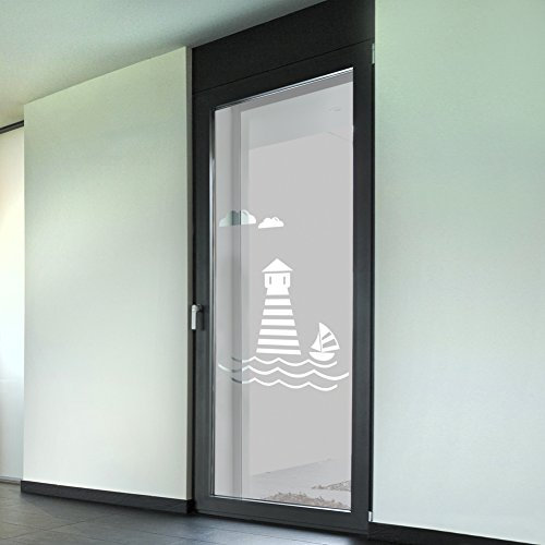 Wandkings Milchglasfolie Leuchtturm Motiv 211 x 74 cm (H x B) für Fenster, Glastüren, Duschen & mehr