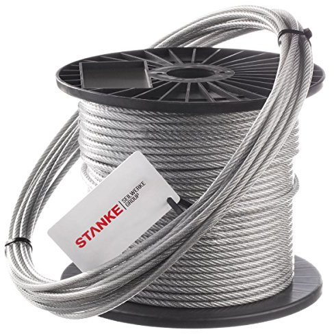 Seilwerk STANKE 100m Cuerda de Acero Galvanizada en la Capa de PVC 5mm 6x7 Capa de Plástico Cuerda para Tender Ropa Silvicultura